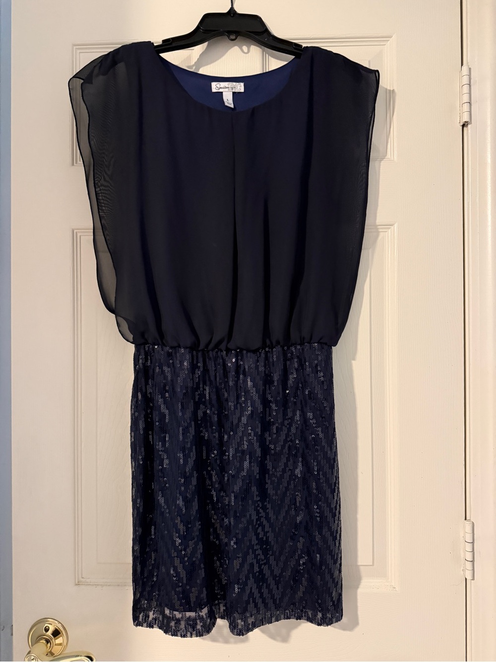 Speechless Navy Chiffon Top & Sequin Mini Dress